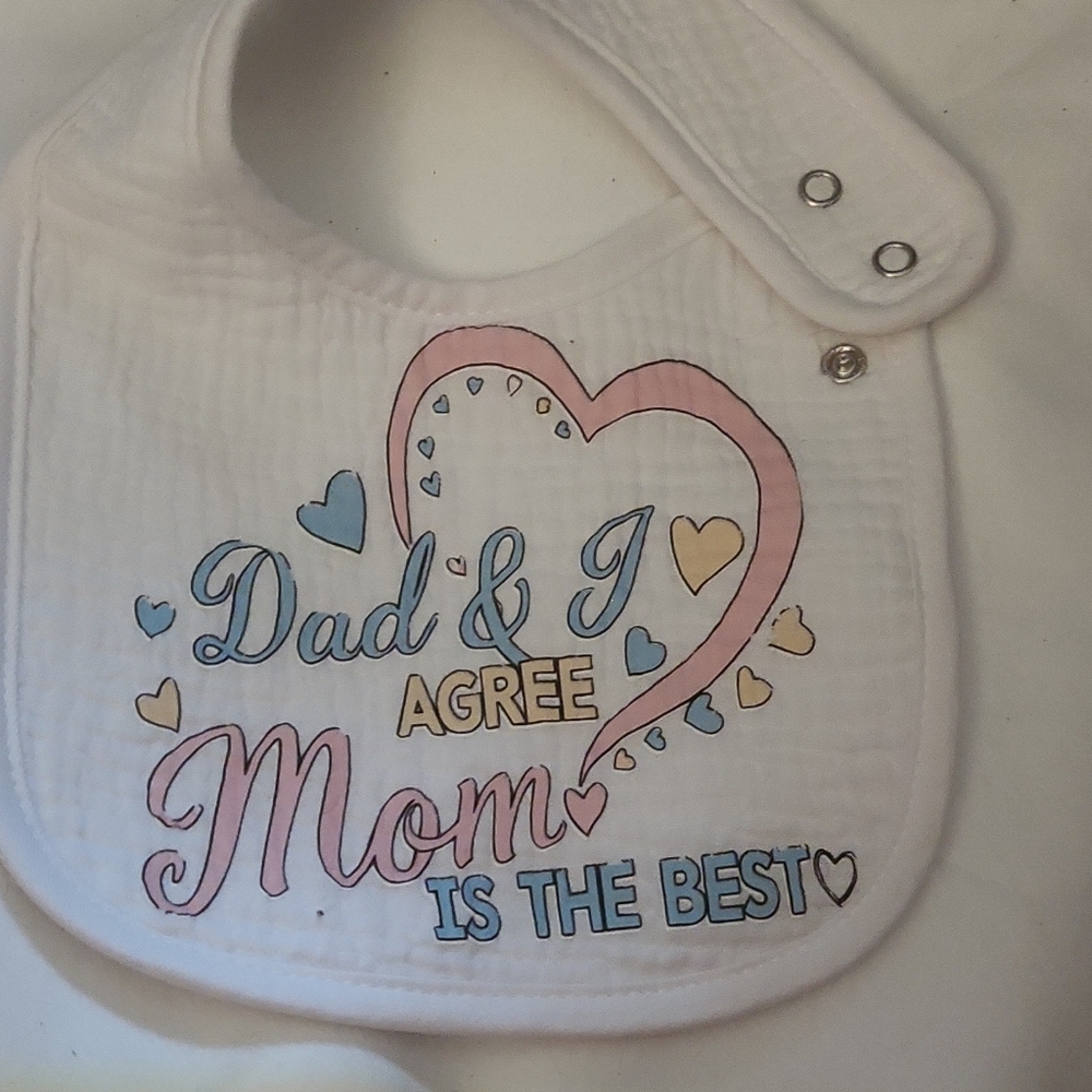 Heartfelt Baby Bib with Pink and Blue Accents